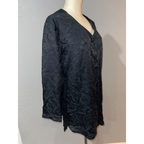 Jack Mulqueen Women’s Vintage Silk Satin Button Up Sleep Shirt size S Navy Blue - Picture 3 of 7